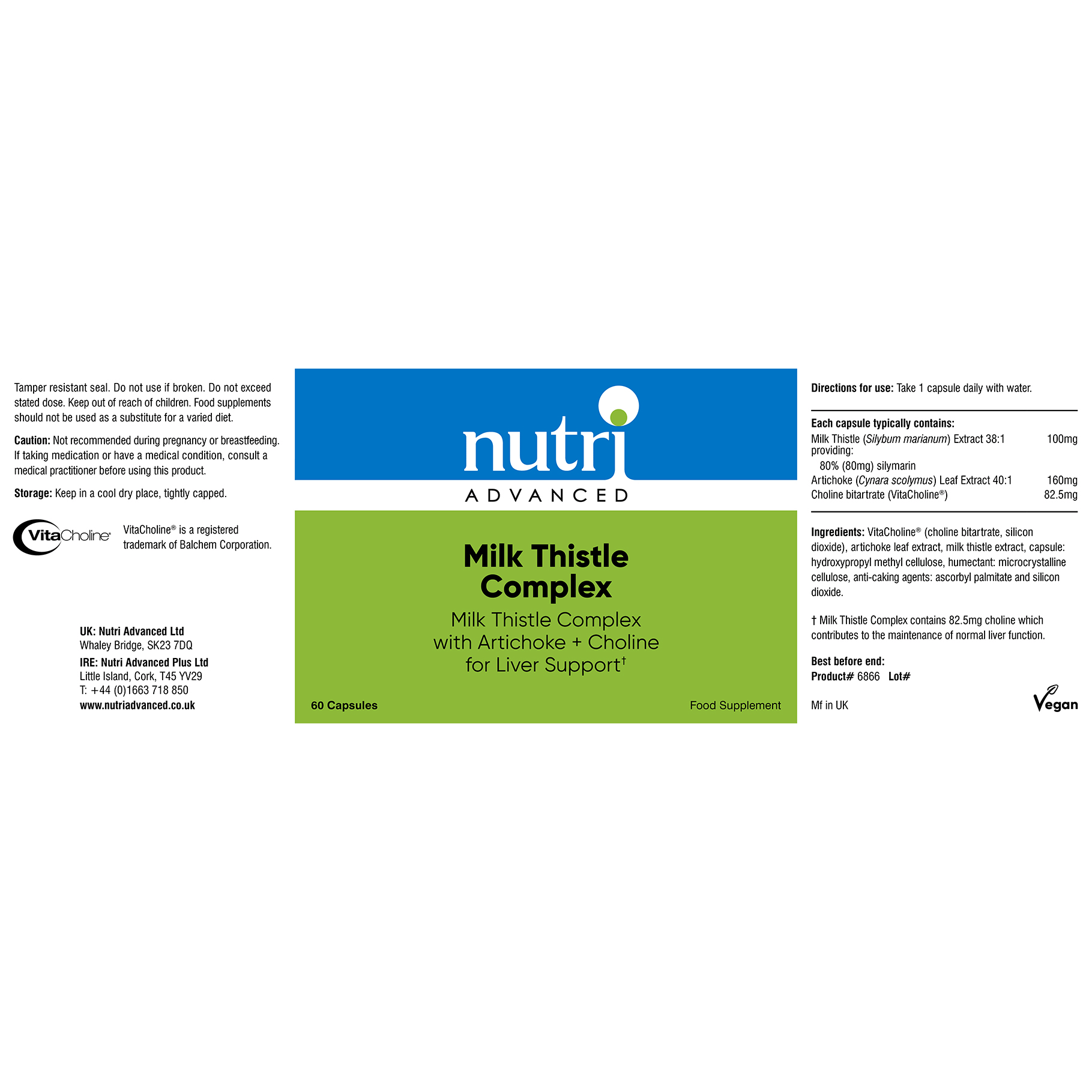 Milk Thistle Capsules with Artichoke & Choline Nutri Advanced