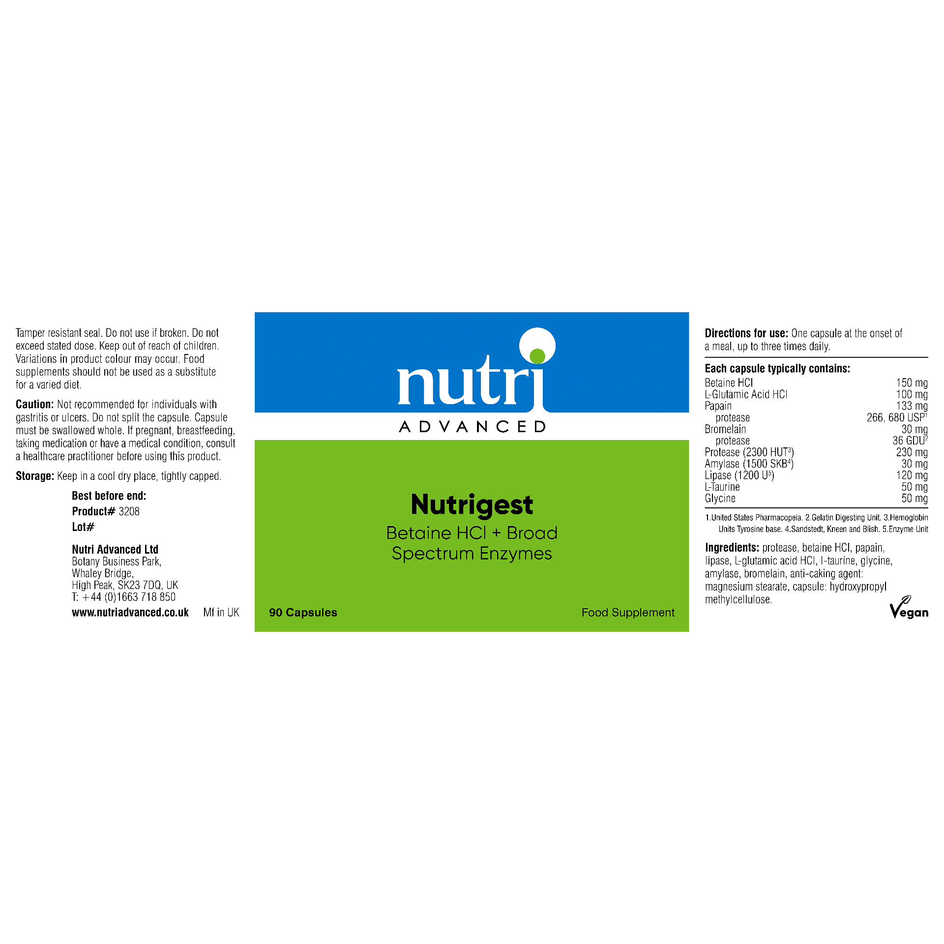 Nutrigest Digestion Capsules 90 Capsules Nutri Advanced